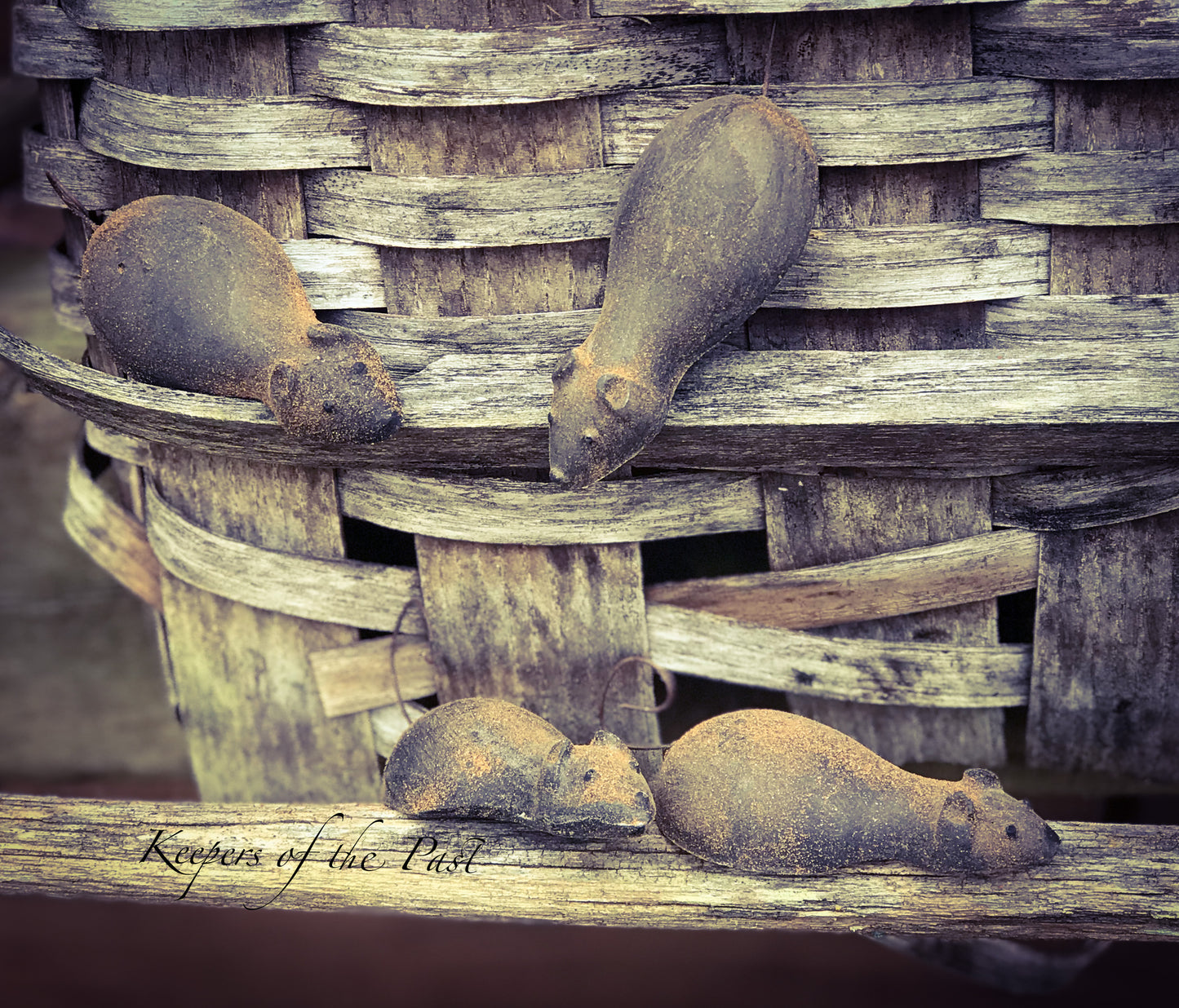 Set of 4 Wax Cupboard Mice